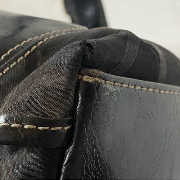 Nine & Co. Leather Canvas Baguette Bag Shoulder Strap Women's Mini Purse Tote - Picture 5 of 16